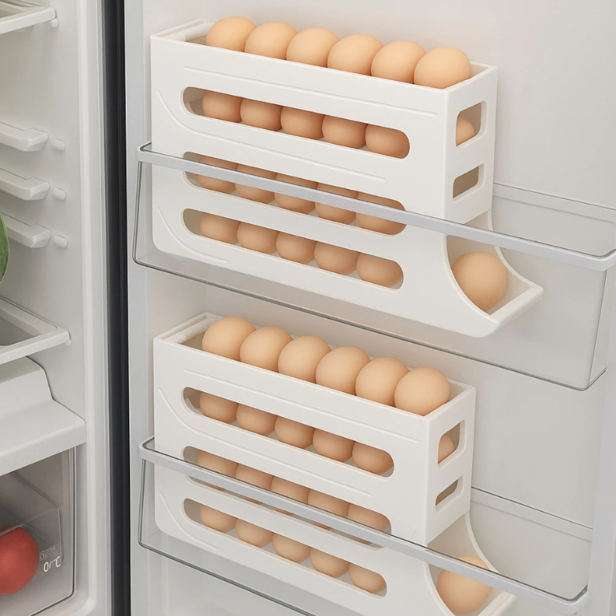 Imagem Porta Ovos Rolante Suporte Para até 30 Ovos Organizador Dispenser de Geladeira