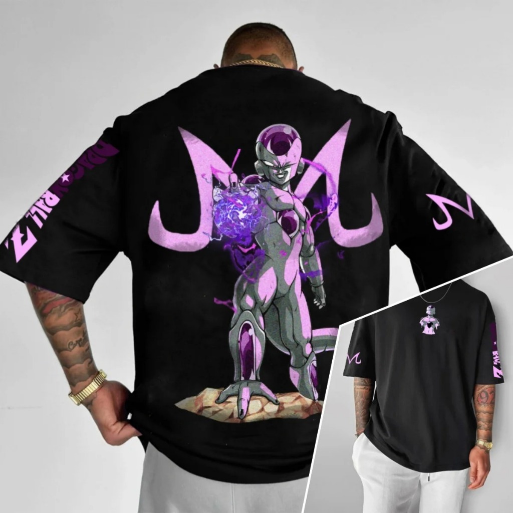 Camiseta oversized Dragon Ball Freeza Aftersoul unissex algodão streetwear anime