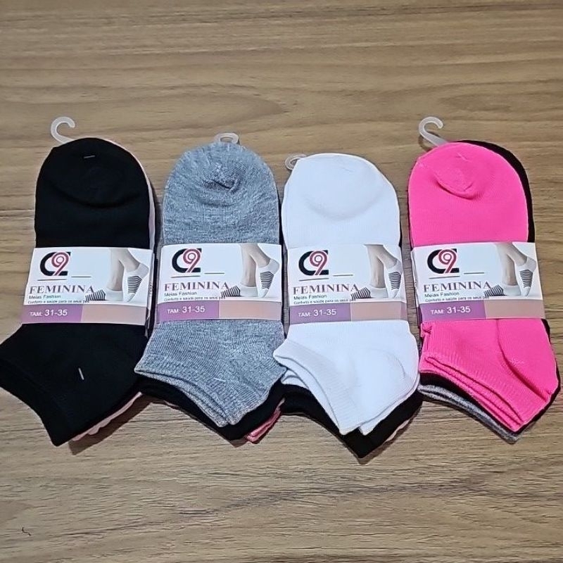 Kit 12 Pares Meias Juvenil 31-35 | Masculina e Feminina | Conforto e Estilo em Oferta na Shopee