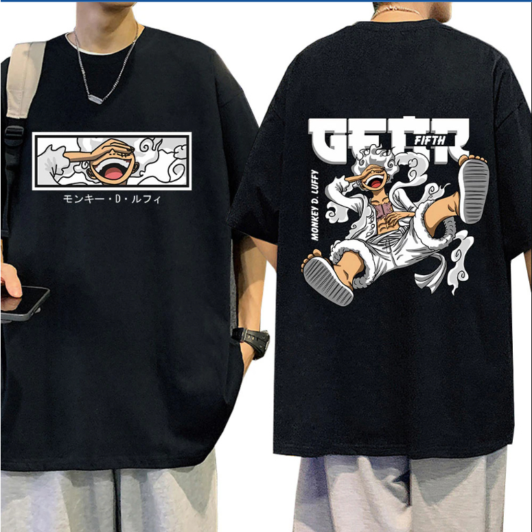 Camiseta Oversized Musculação Confortável Casual para Treino Estampada Monkey D Lufy Gear Fifth