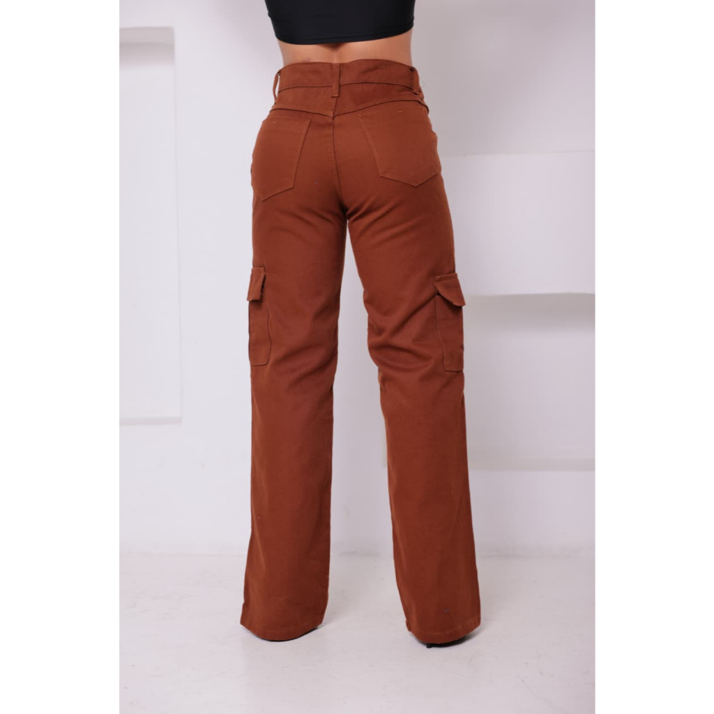Calça Cargo terracota jeans feminina