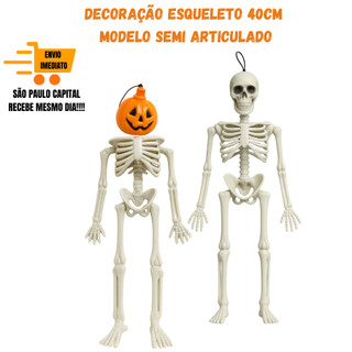 KIT ESQUELETO  Articulado em  Decoração Halloween Festas e Temática Gótica decoração porta hallowen CAVEIRA