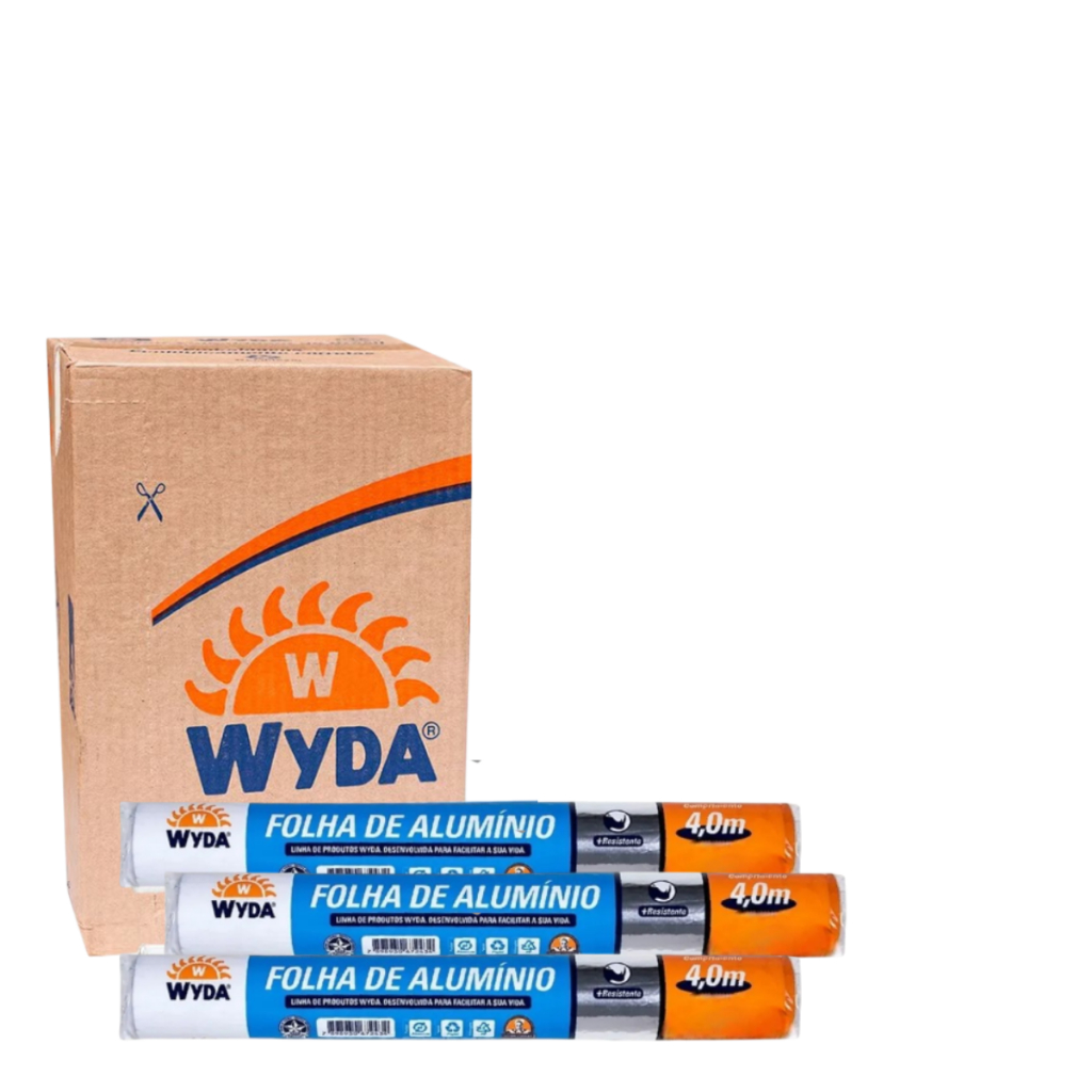 Caixa Com 25 Rolo de Papel Alumínio 4M x 30Cm Wyda- Atacado Revenda