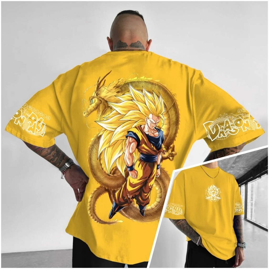 Camiseta Goku Super Saiyajin Dragon Ball Oversized Unissex Streetwear Anime