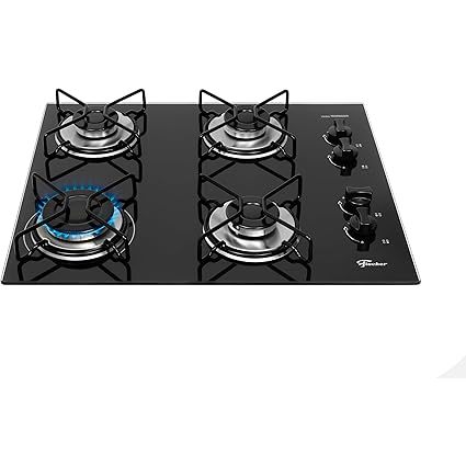 Imagem de Cooktop Fischer, 4Q FIT LINE, Gás, Mesa Vidro Preto - Bivolt