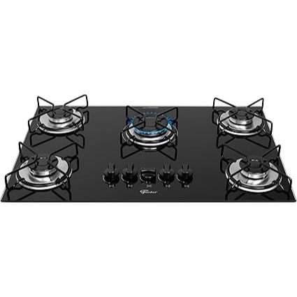 Cooktop Fischer 5Q FIT LINE Gás Mesa Vidro Preto Bivolt