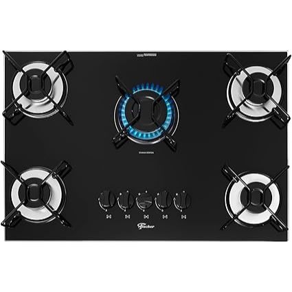 Cooktop Fischer 5Q FIT LINE Gás Mesa Vidro Preto Bivolt — imagem 2 de 2
