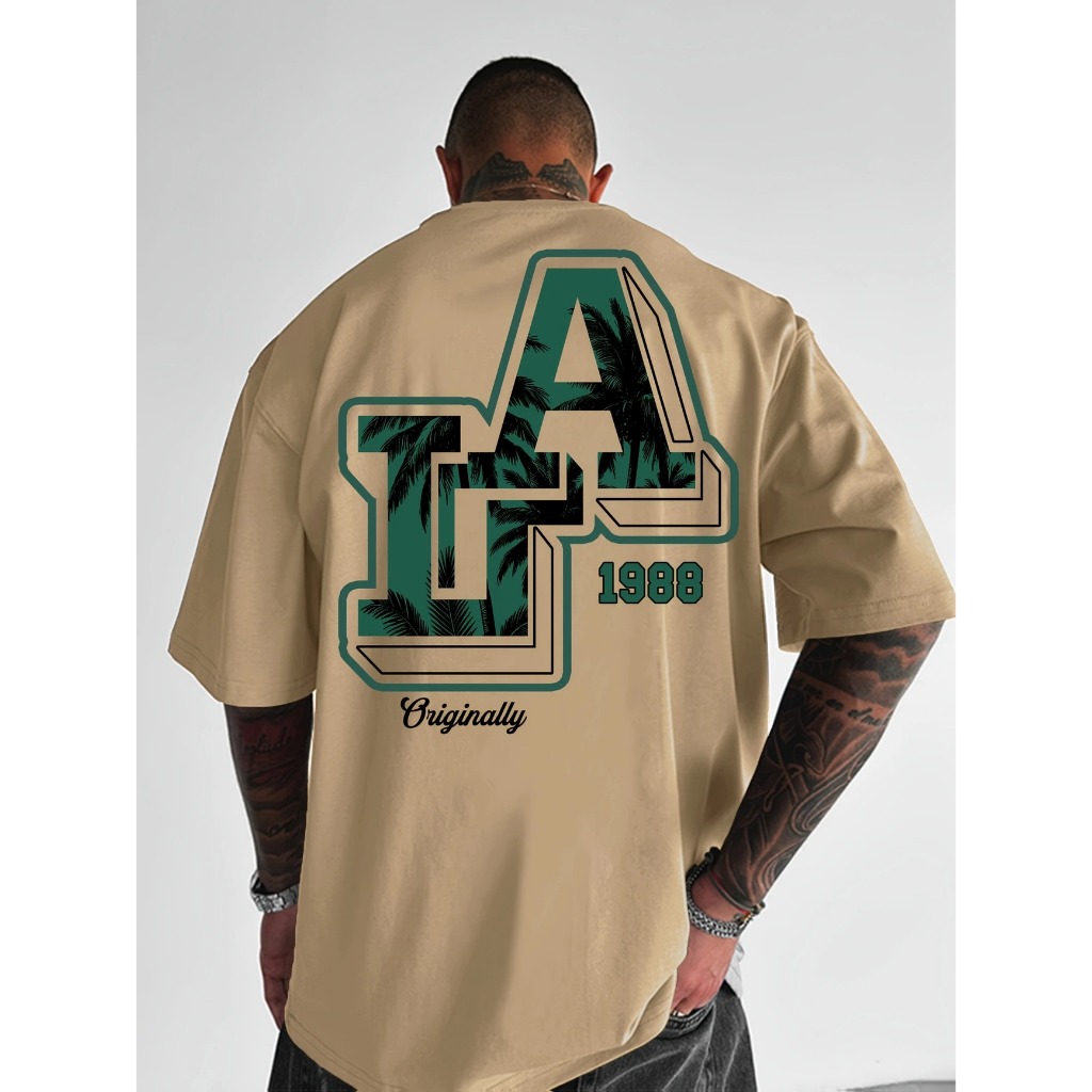 Camiseta Masculina Algodão Premium Adulto Plus Size Infantil LA Los Angeles Verde Streetwear Over em Oferta na Shopee