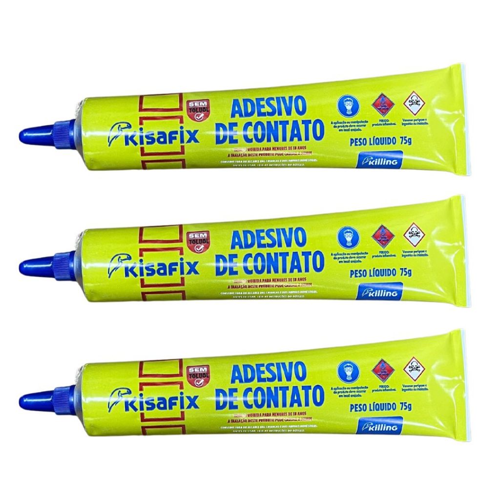 Kit de 1 até 3 Cola de Contato Adesivo Sapateiro Multiuso 75g - Kisafix em Oferta na Shopee
