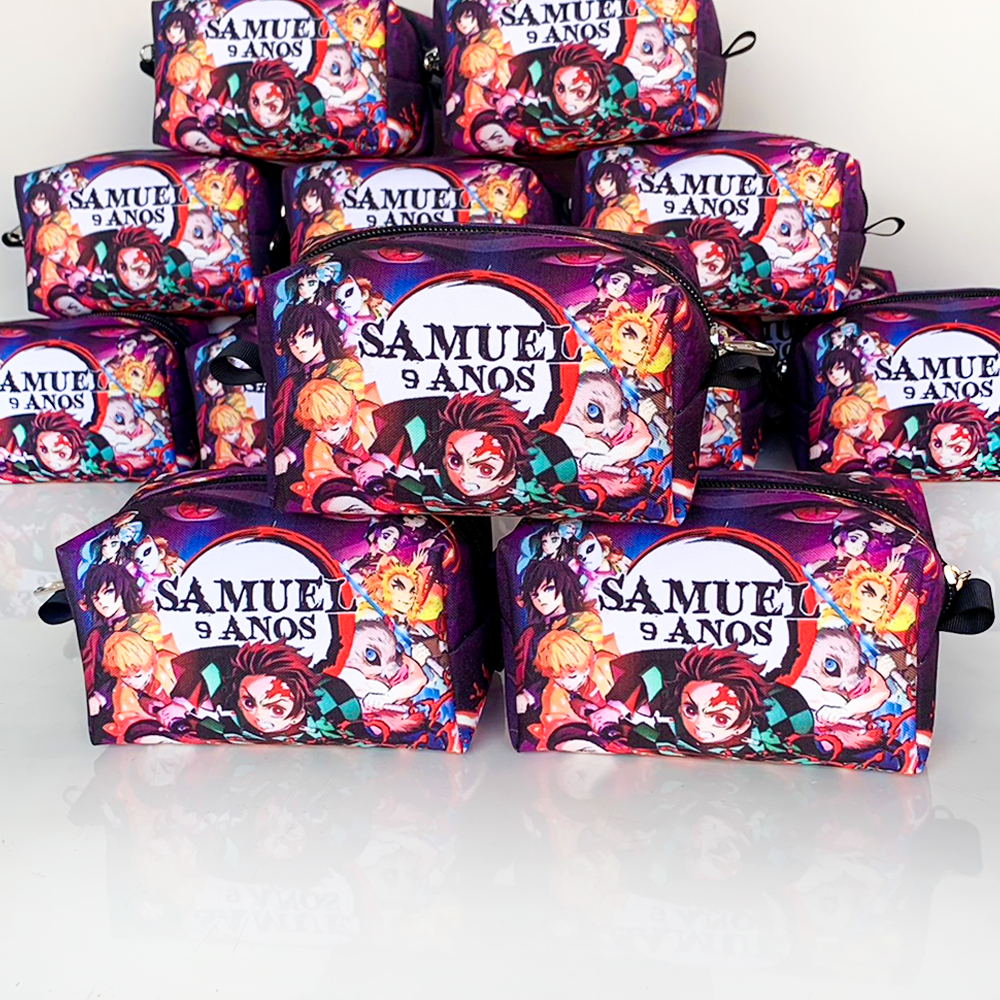Kit Bolsinhas Necessaire Personalizada lembrancinhas aniversário Box P Demon Slayer