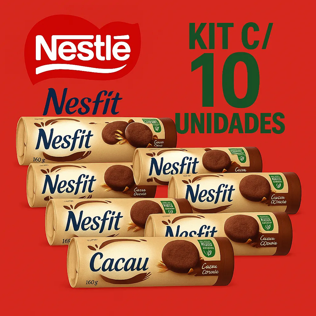 Kit C/10 Biscoito Nesfit Cacau E Cereais 160g