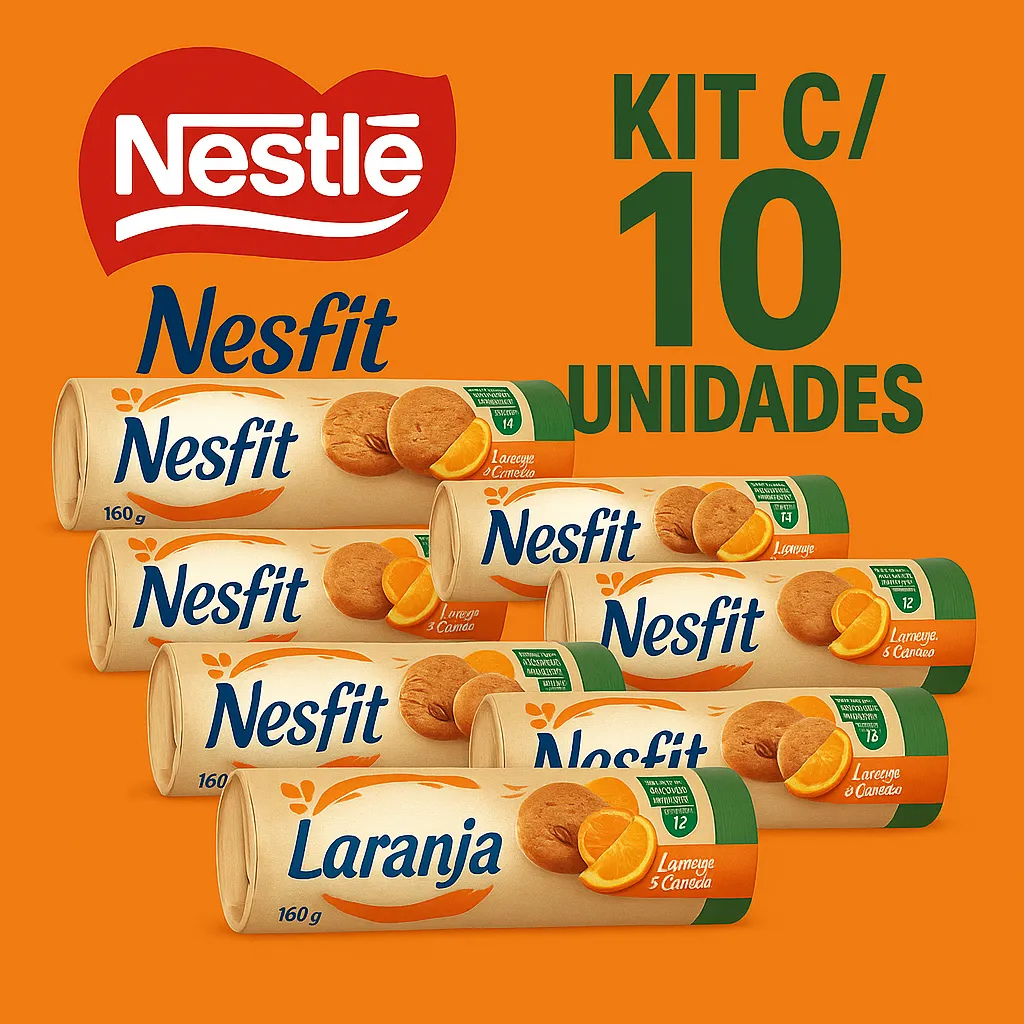 Kit C/10 Biscoitos Integral Laranja & Cenoura Nesfit 160g