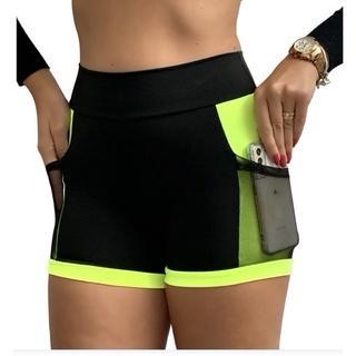 Short Academia Fitness Suplex Com Bolso Em Tule E Estampa Lateral Para Academia Crossfit Pilates em Oferta na Shopee