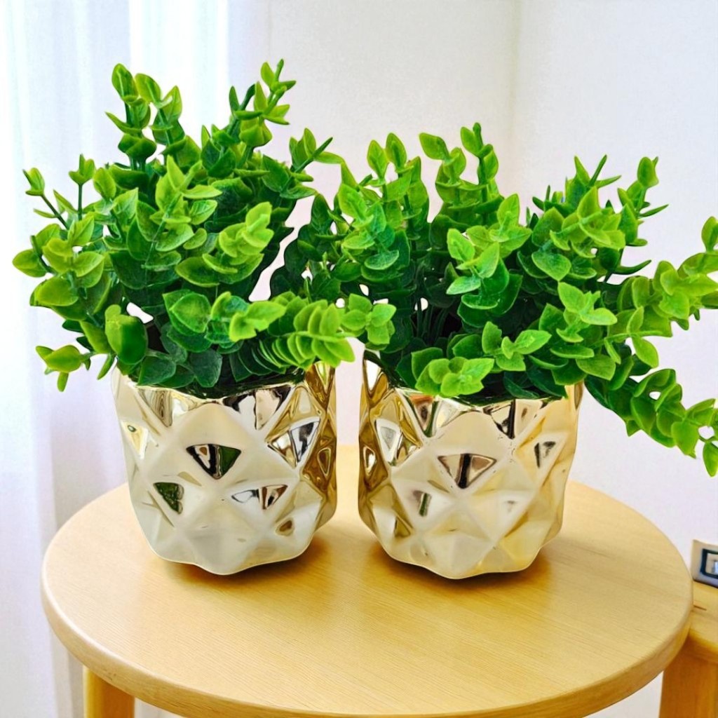 Enfeite Vaso Vasinho baixo  De Cerâmica Metalizado Rose Prata Dourado Para Quarto Sala Escritório em Oferta na Shopee