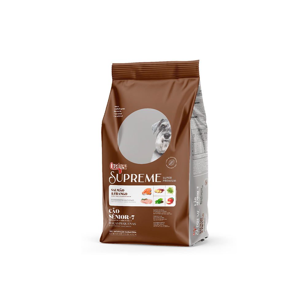 Ração Quatree Supreme Cães Sênior +7 Porte Pequeno Salmão e Frango 10 KG (MAX 1 PCT  POR PEDIDO)