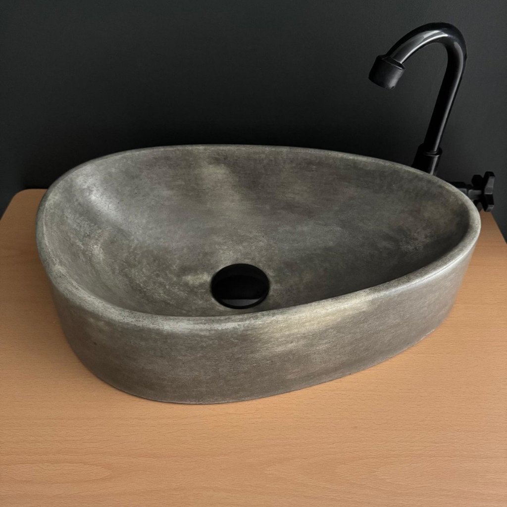 CUBA LAVABO SOBREPOR ORGANICA DE CIMENTO PARA PIA DE BANHEIRO em Oferta na Shopee