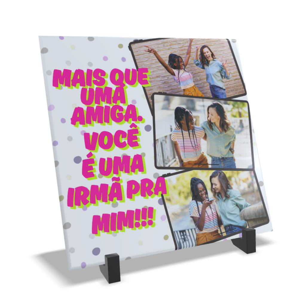 Azulejo Personalizado Com Fotos Frase Amizade Amigas Presente Aniversário Lembrança Momentos Com Suporte Momentos