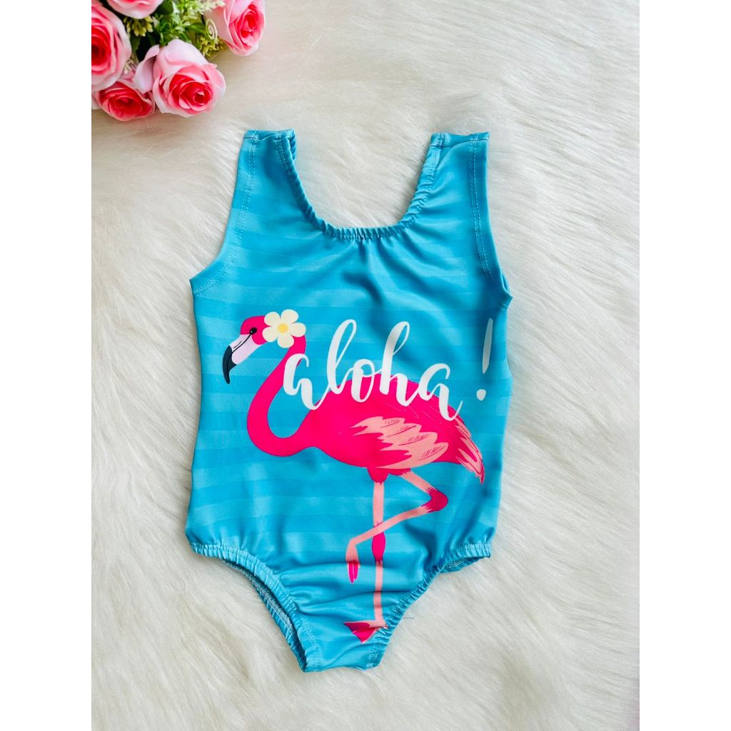 Maiô Body Infantil Baby Flamingo Super Poderosas Flores