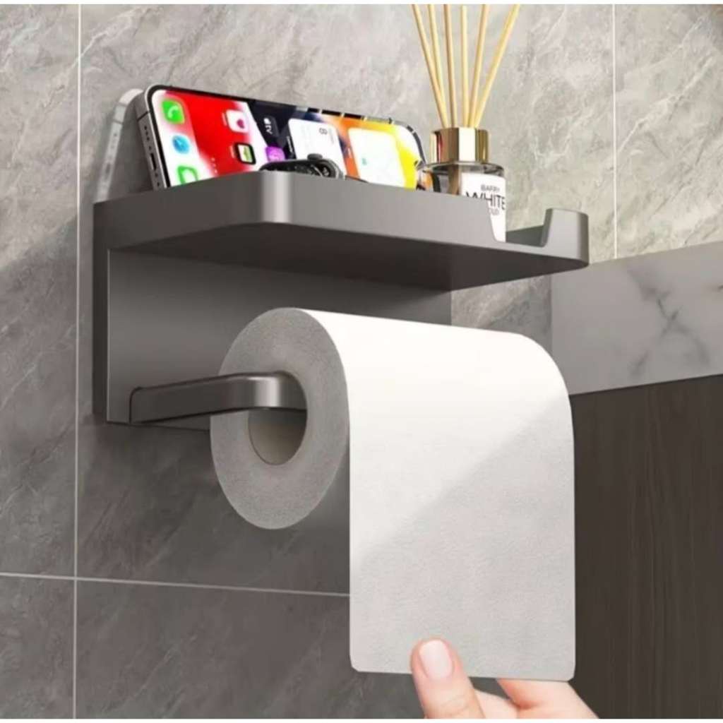 Suporte Porta Papel Higiênico Parede Adesivo Prateleira Celular Lenço Umedecido Banheiro Touro shop em Oferta na Shopee