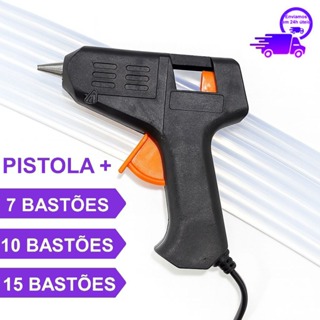 Kit Pistola Cola Quente Pequena Bivolt 10W + 7, 10 ou 15 Bastões 7mm Quantidade Aplicador Artesanato em Oferta na Shopee
