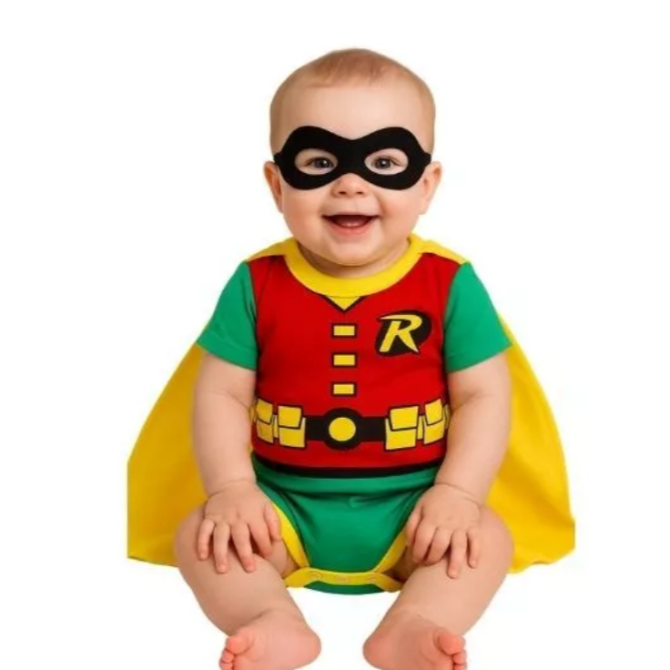 Body Bebe Mesversario Infantil Menino Herói Batman + Capa + Máscara