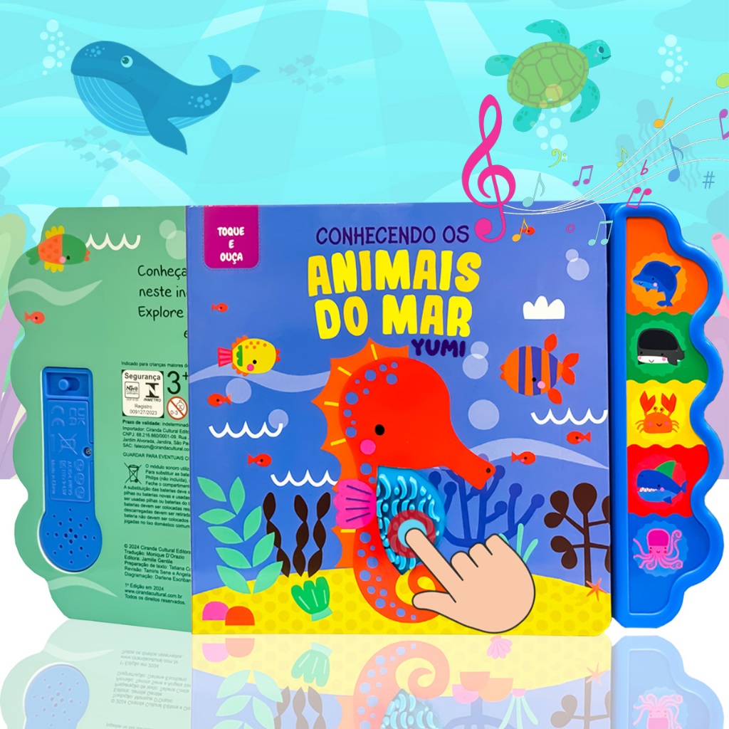 Livro Sensorial Bebê Toque E Ouça Com Sons E Texturas  Animais Marinhos | Coleção Premium Educativa em Oferta na Shopee