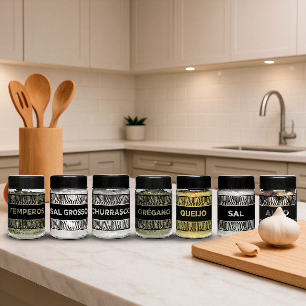 Kit 7 Potes 600ml Estampas Utilidades Domésticas Cozinha