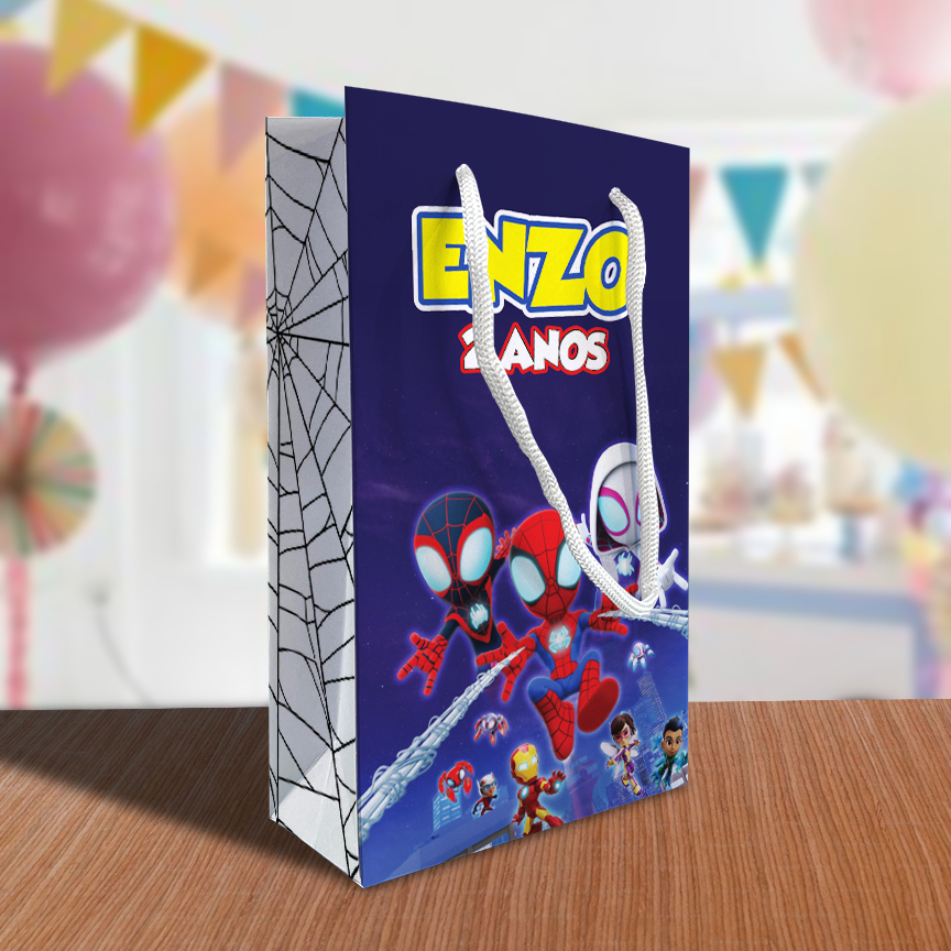 Sacolinhas Personalizadas Festa Homem Aranha Amigos (12x20x5,5 LxAxP) Lembrancinha Kit Festa Spiderman Spider Man Spidey