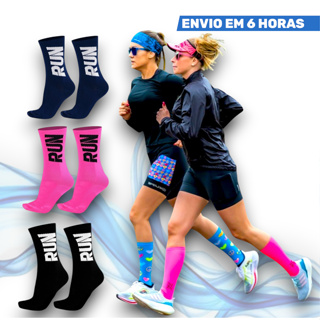 Meias de Cano Alto Corrida Caminhada Run Atleta Esportiva com Compressão Unissex Poliamida em Oferta na Shopee