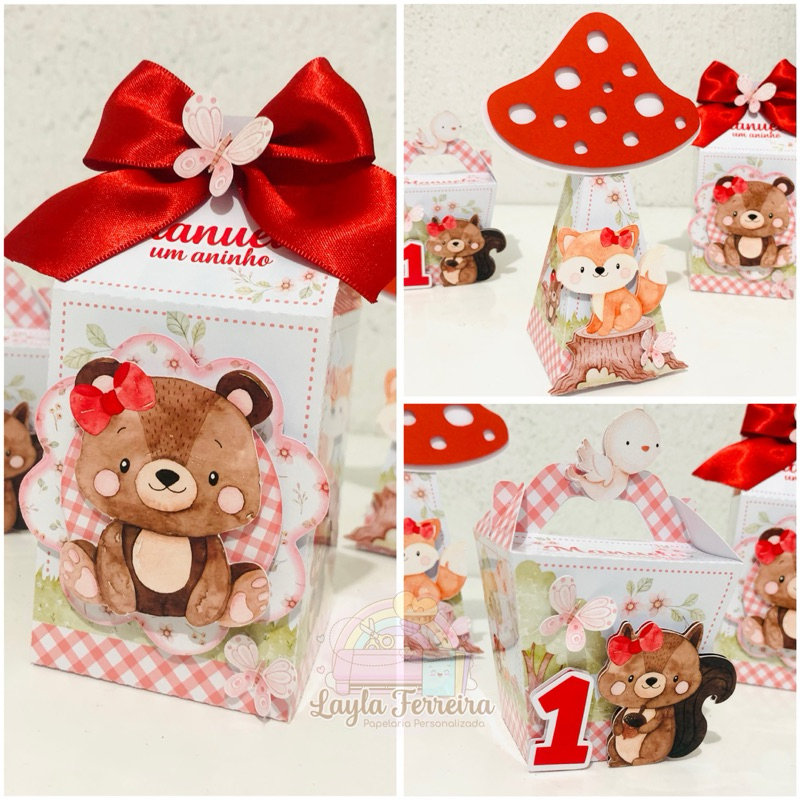 Kit Festa Bosque encantado vermelho | Personalizados | Lembrancinhas | Aniversário