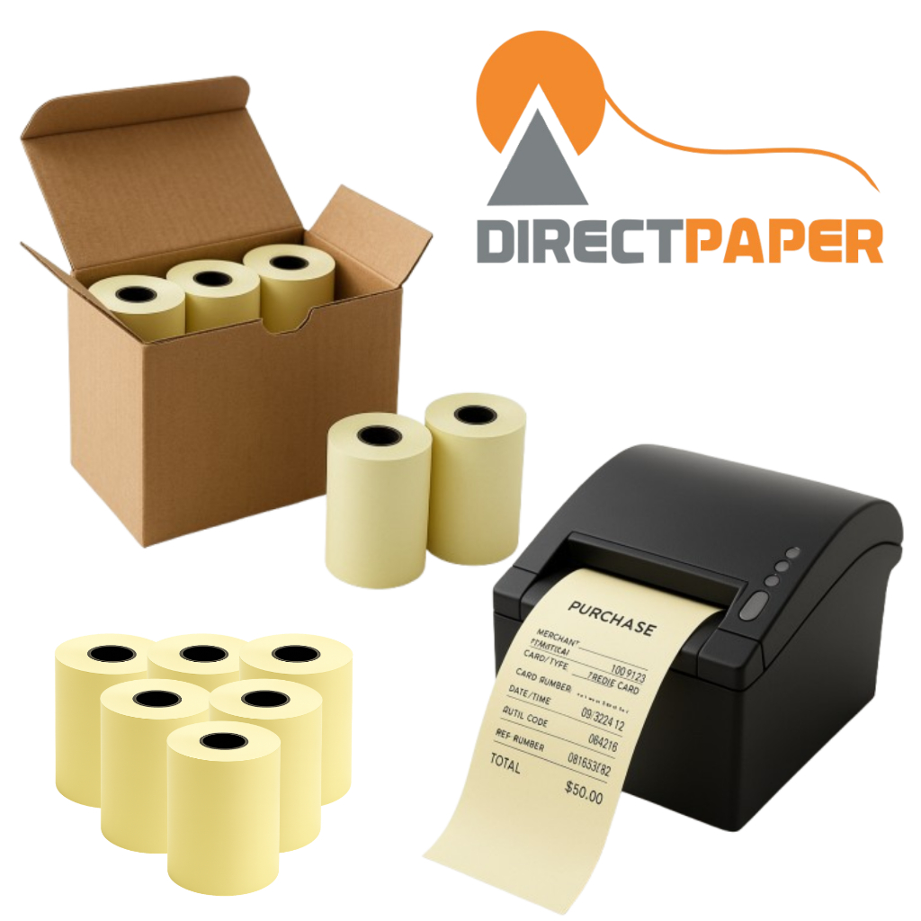 Bobina Térmica 80x40 - Directpaper - 10 Rolos Papel Amarelo Direto Impressão Nítida S/ Ribbon Ideal Cupom Fiscal PDV ECF