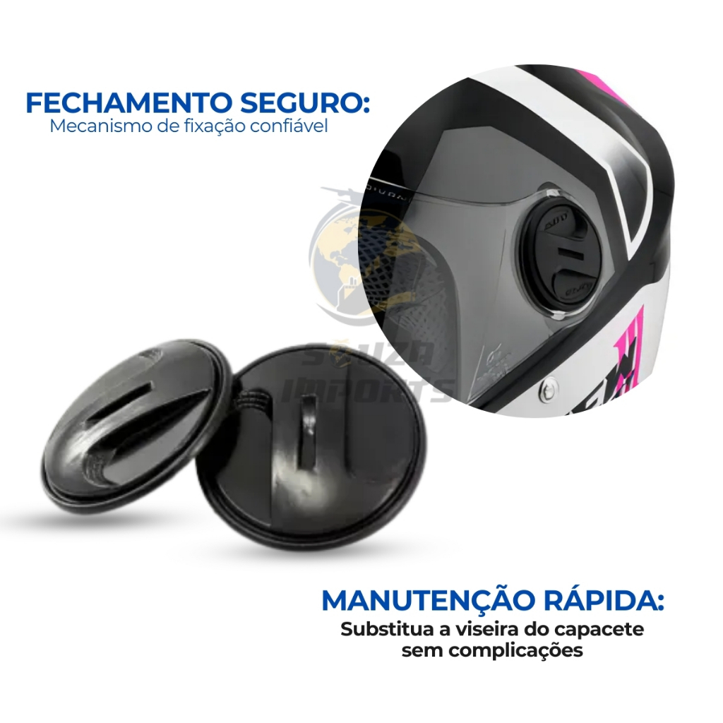 Kit Botão Fixador Trava da Viseira Capacete New Liberty 3 Pro Tork - Plástico Reforçado Original · foto 2
