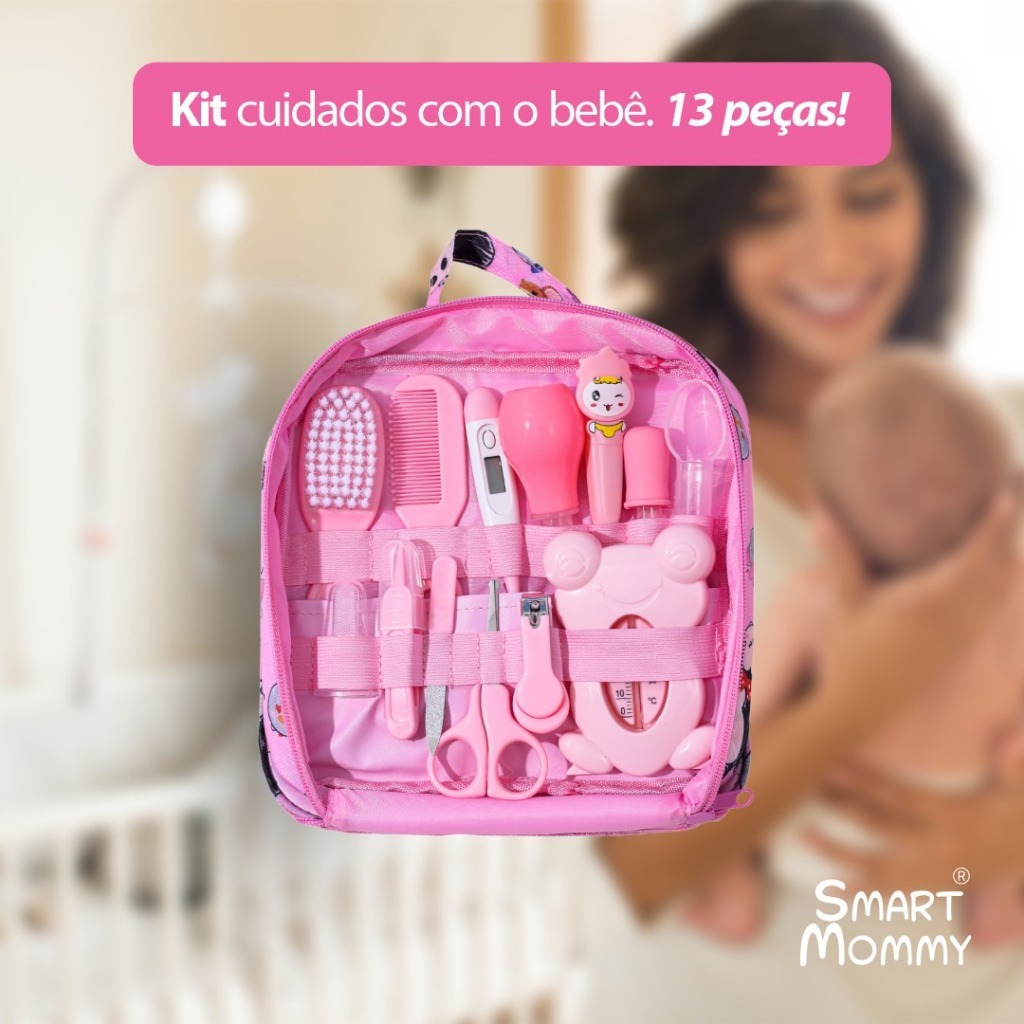 Kit 13 Higiene Cuidado Bebê Recém Nascido Essencial 13 Peças Cuidados Com O Bebê Recém Cortador Escova Cabelo Unha Pente