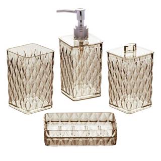 Kit Banheiro Conjunto 4 Peças Completo Plasútil Acrílico Decoração Banheiro Kit Banho Glamour Lavabo em Oferta na Shopee