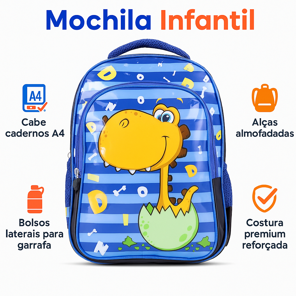 Mochila Infantil Escolar Menino Coleção Dinossauros Resistente Impermeável em Oferta na Shopee