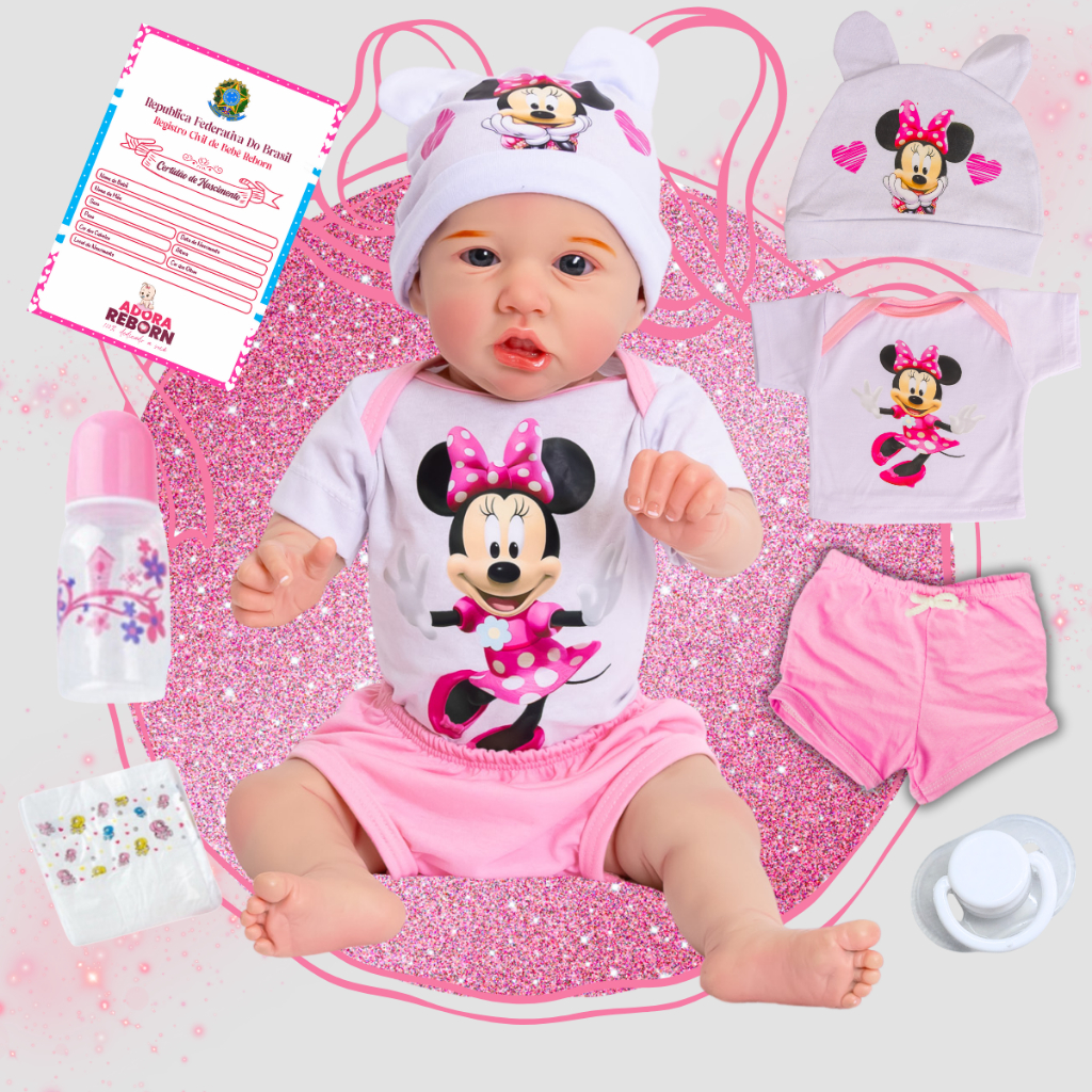 Bebê Reborn Minnie Boneca Saskia Realista Recém-Nascida Corpinho Vinil Silicone Promoção