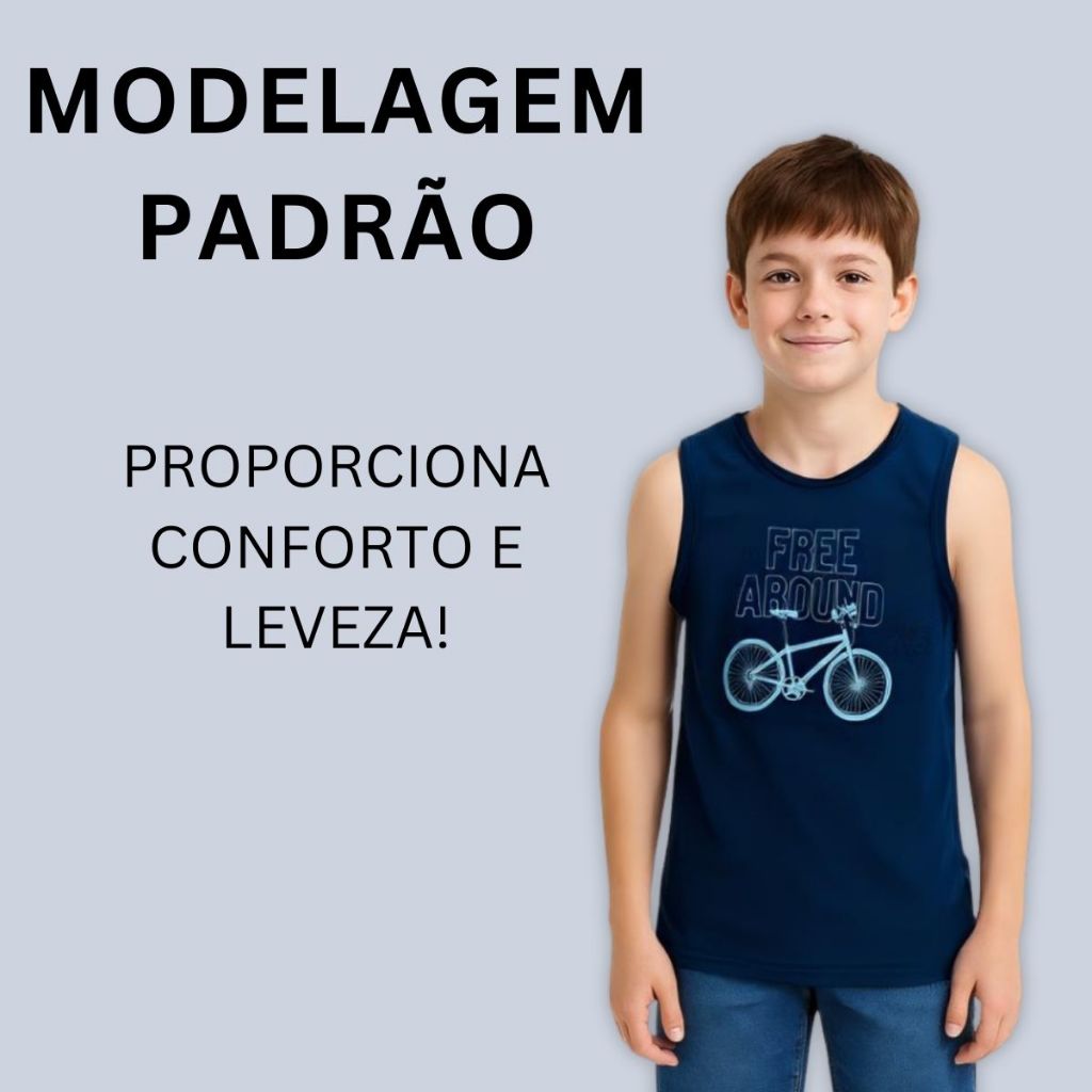 Regata Menino Infantil Juvenil de Malha Algodão 3230-A