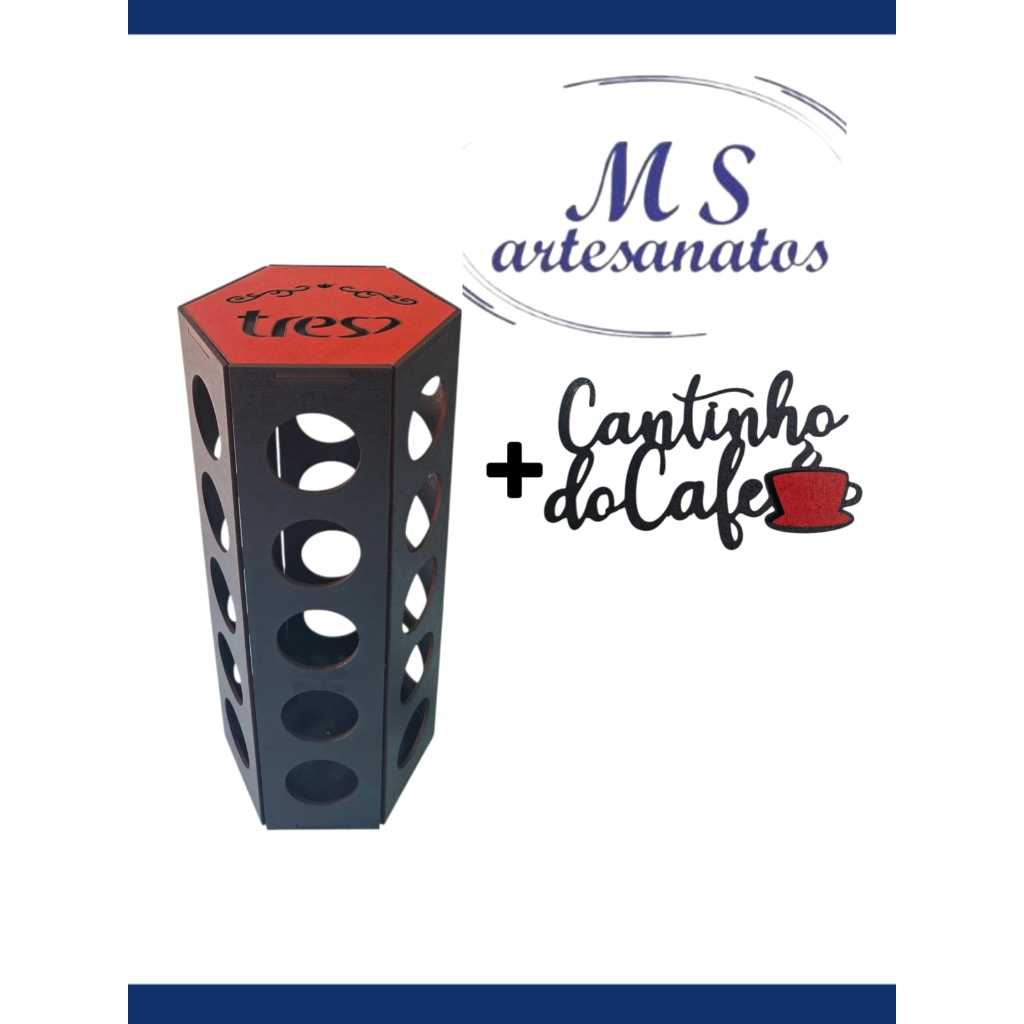 PORTA CAPSULAS TRES CORAÇÕES SUPORTE 30 CÁPSULAS  FRASE  PRETO TAMPA VERMELHA TORRE SEXTAVADO em Oferta na Shopee