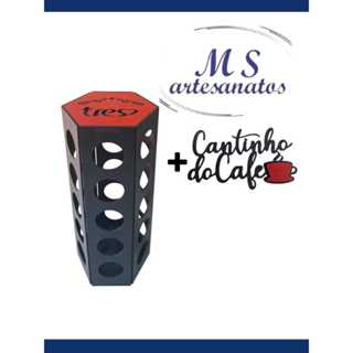 PORTA CAPSULAS TRES CORAÇÕES SUPORTE 30 CÁPSULAS  FRASE  PRETO TAMPA VERMELHA TORRE SEXTAVADO em Oferta na Shopee