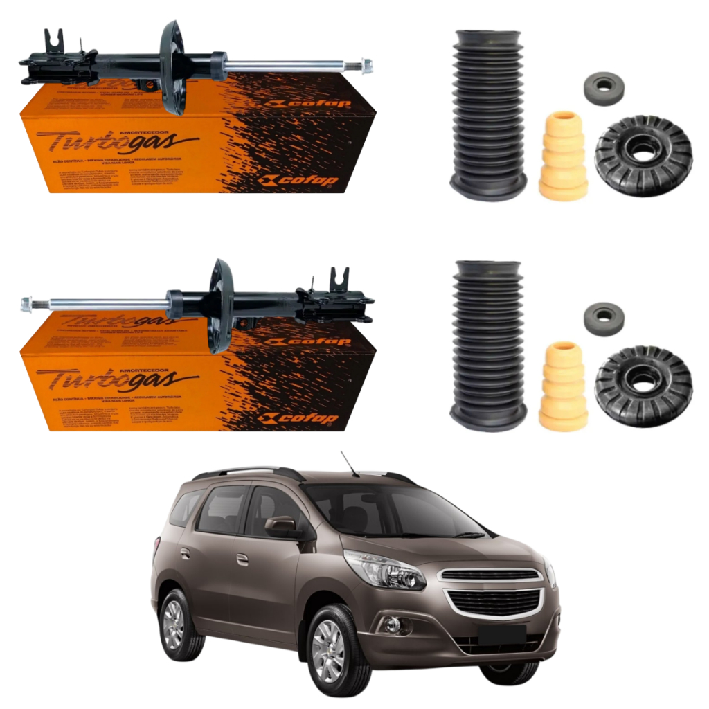 PAR AMORTECEDOR DIANTEIRO SPIN 2012 A 2024 COFAP + KIT