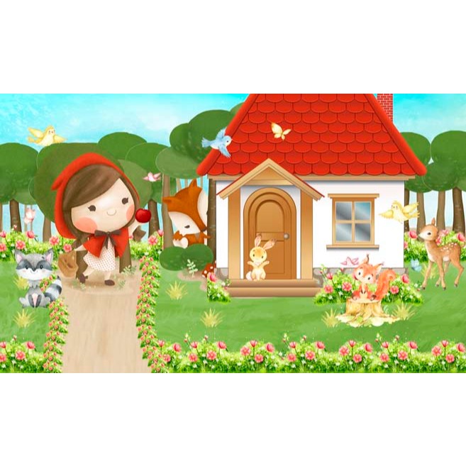 Painel Retangular tecido sublimado Chapeuzinho Vermelho em Oferta na Shopee