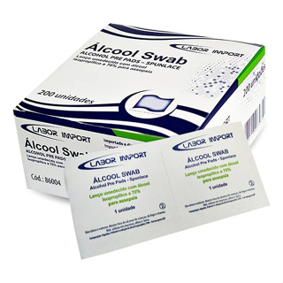 Álcool Swab Labor Import 200 Unidades – Prático para Higienização e Antisséptico em Oferta na Shopee