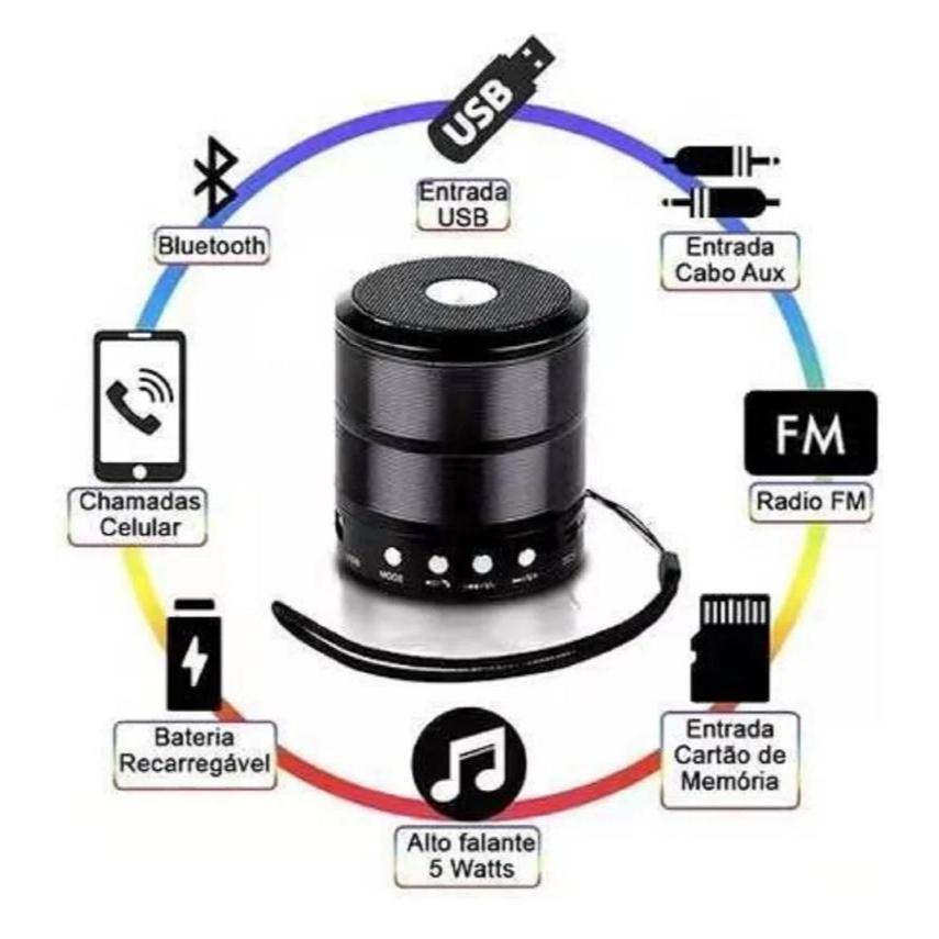 Caixa de som Bluetooth Mini Speaker Ws-887 Ws887 887 caixinha em Oferta na Shopee