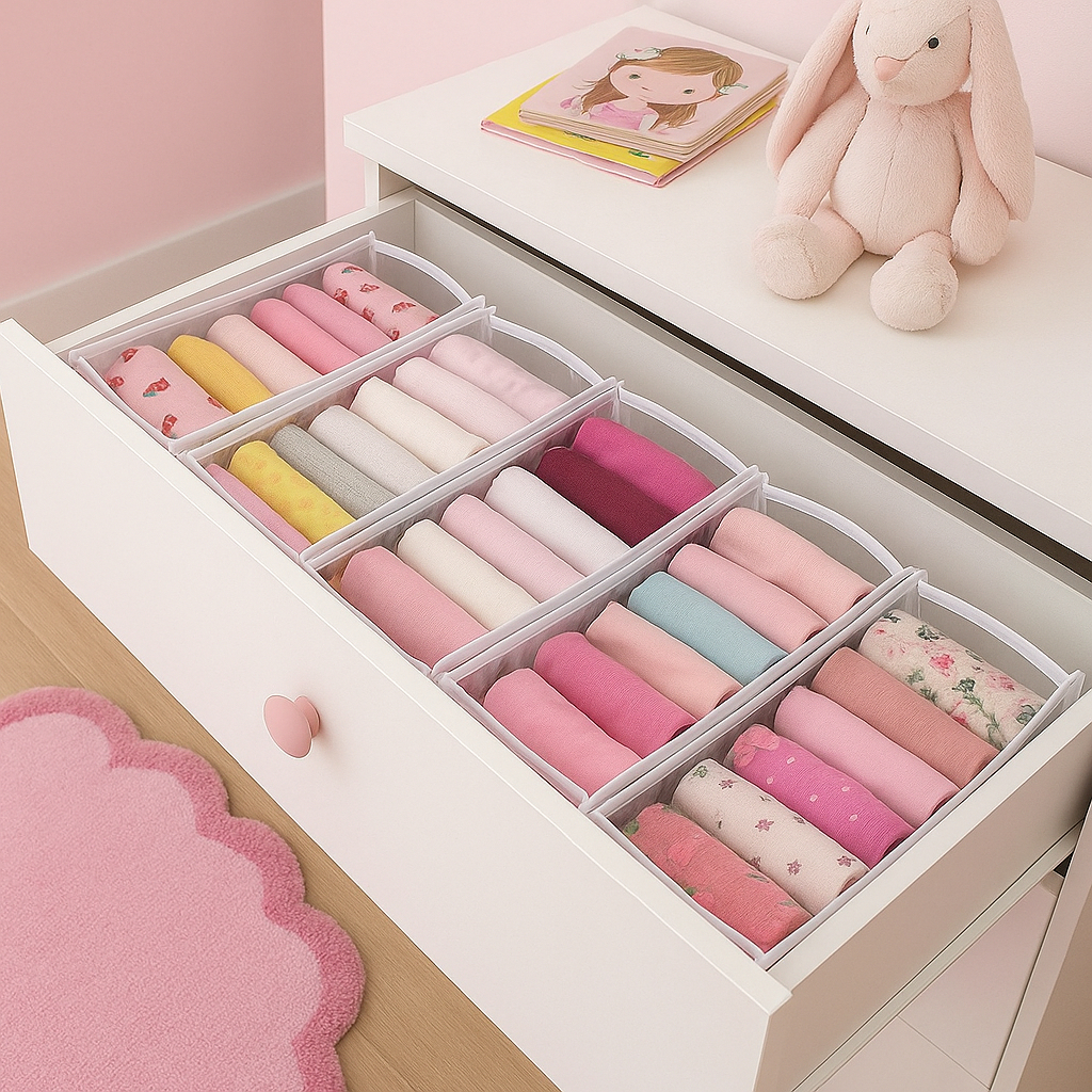 Kit 04 Colmeias Organizadoras De Gavetas E Armários Transparente P - M - G com Viés  Branco