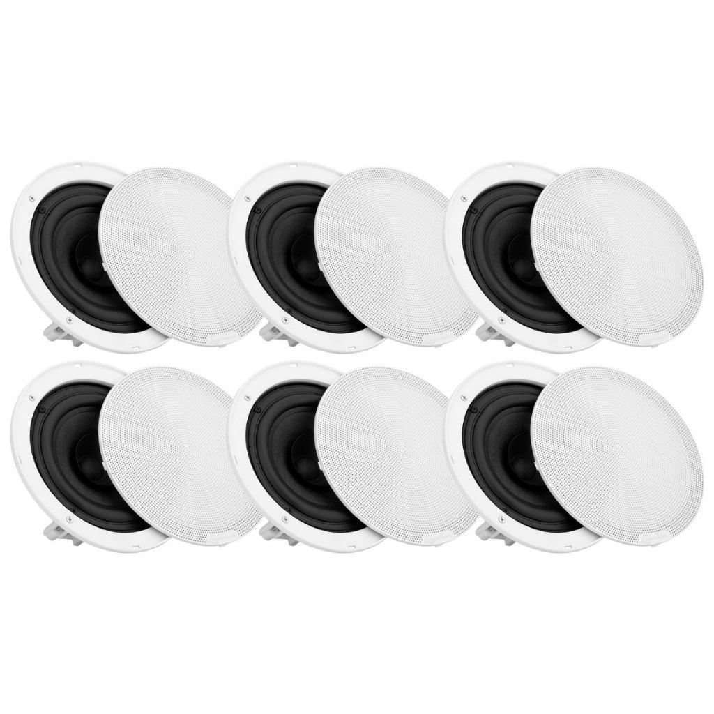 Kit 6 Caixa Som 240w Taramps Arandelas Acustica Embutir Teto Gesso Forro Ambiente Comercio Bar