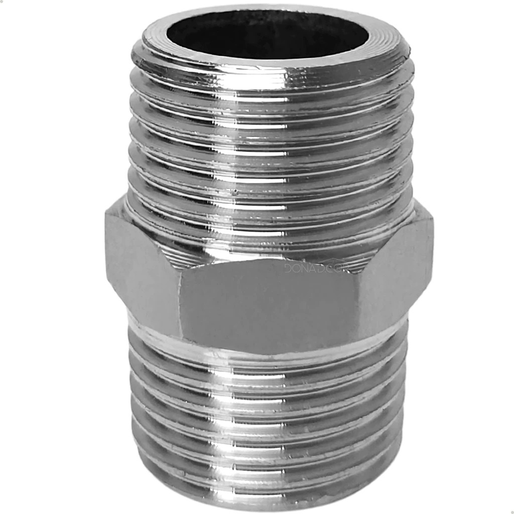 Niple Nipel Rosca 1/2x1/2 Duplo Sextavado Metal Cromado Água Quente / Fria