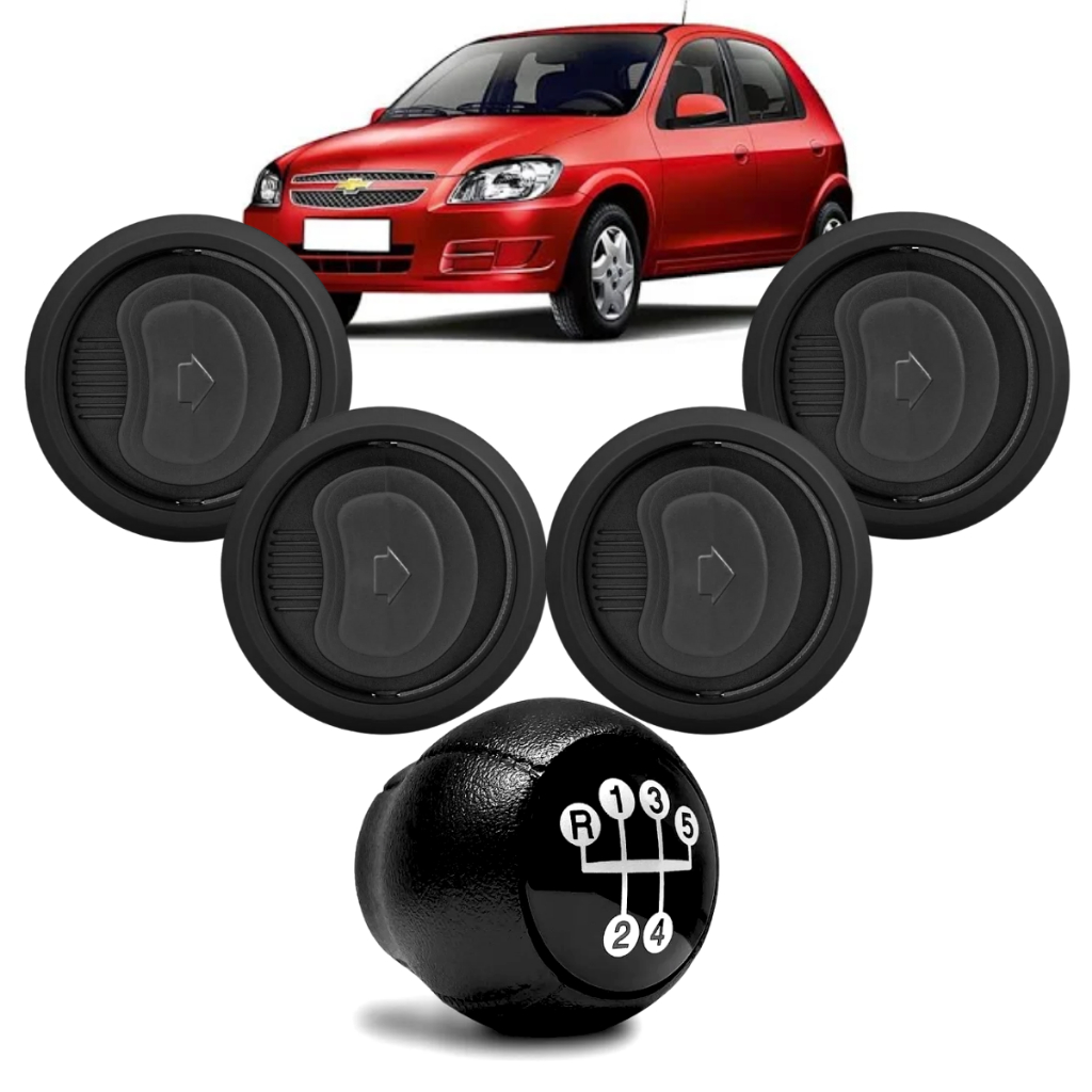 Kit 4 Difusores Saida de Ar + Bola Manopla Câmbio GM Original Prisma Celta 2006 até 2015 - Chevrolet