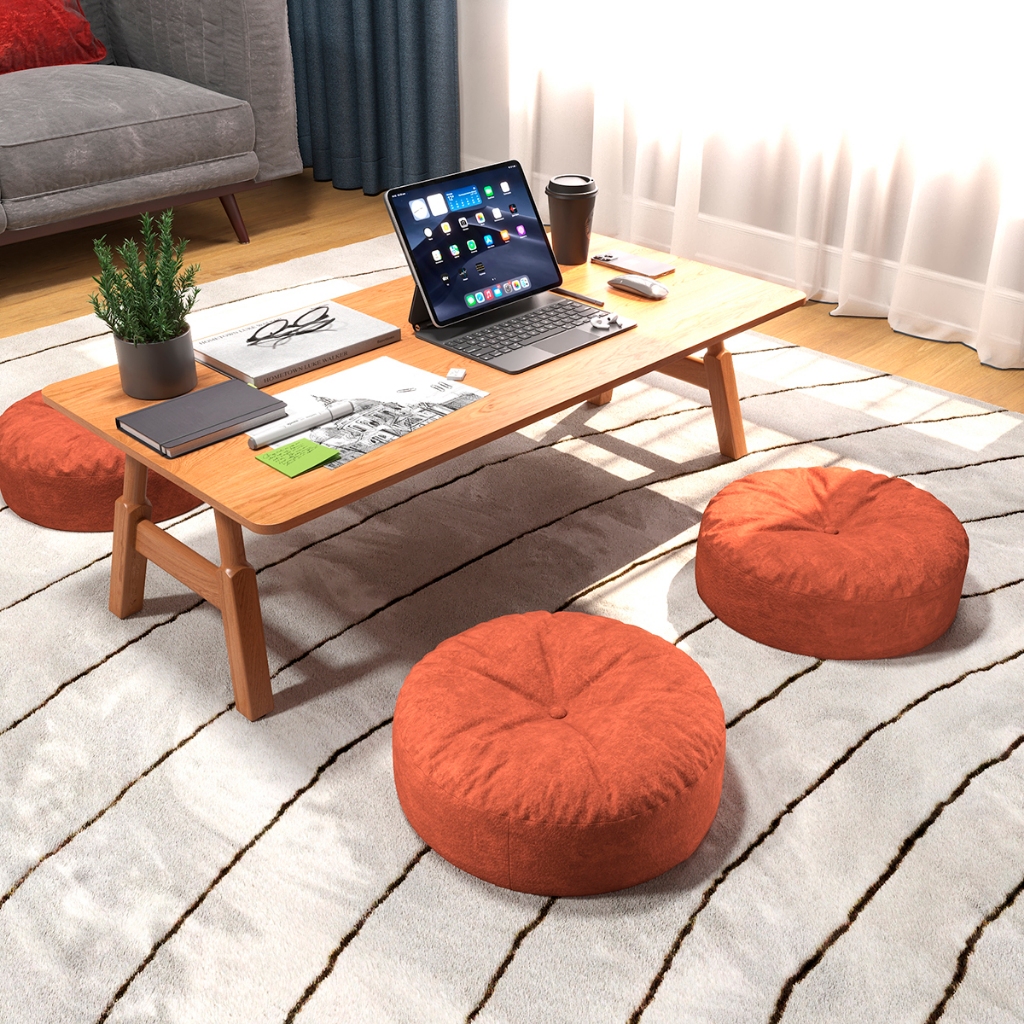 Imagem kit 2 Almofadas redondas de meditação espessas Removíveis e laváveis estilo tufted tatame terracota