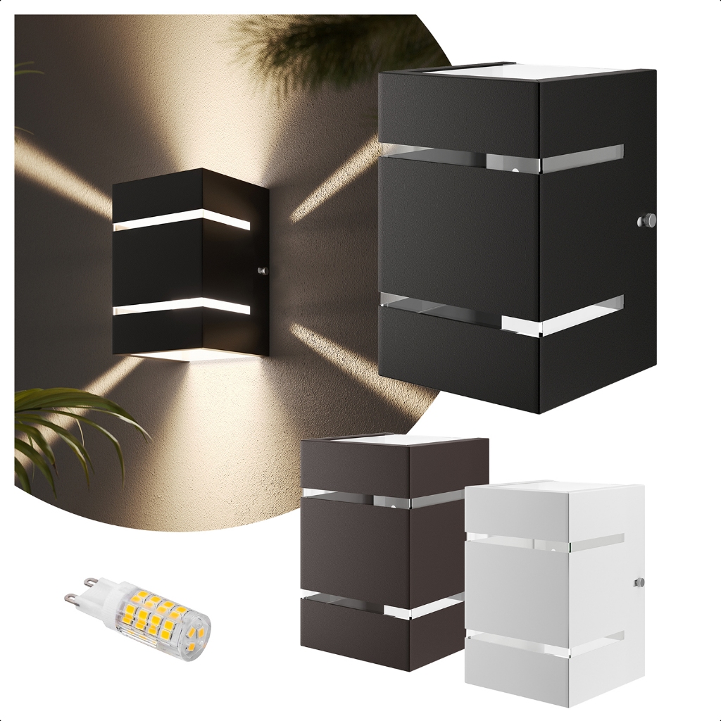 Kit 6 Arandela Externa Catarina 10cm + Led G9 Halopin 5w Alumínio  Vidro Parede Muro Externa Interna