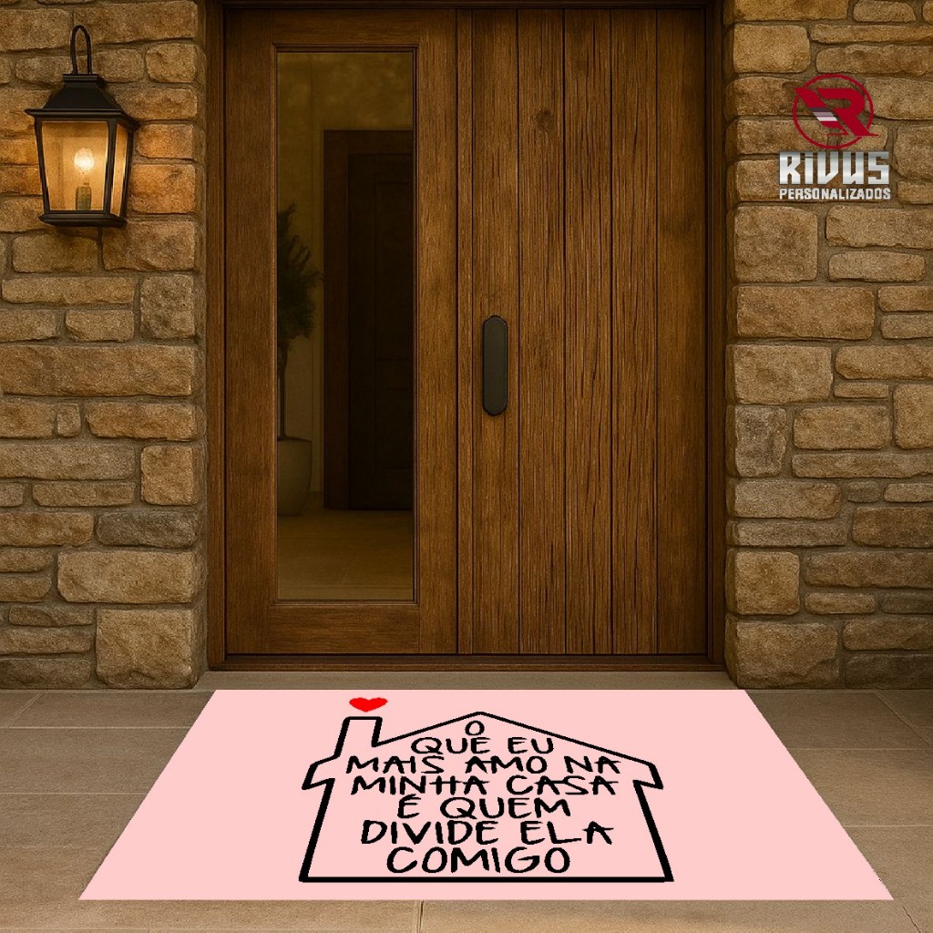 Capacho de PVC logo CASA escrita " o que eu mais amo na minha casa é quem divide ela comigo"
